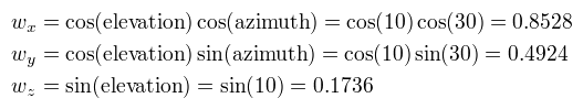 Wavefront unit vector