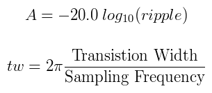 Kaiser Window Parameter Equations 1