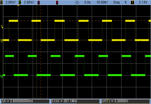 Scope trace of sensor outputs